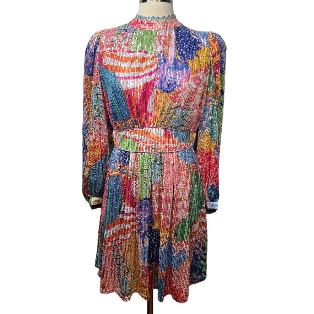 Celia B Popa Long Sleeve Sequined Mini Dress M